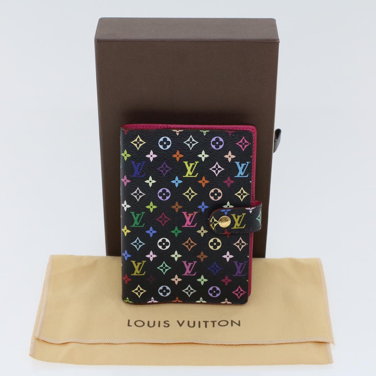 LOUIS VUITTON Monogram Multicolor Agenda PM Day Planner Cover Black R20895 44909