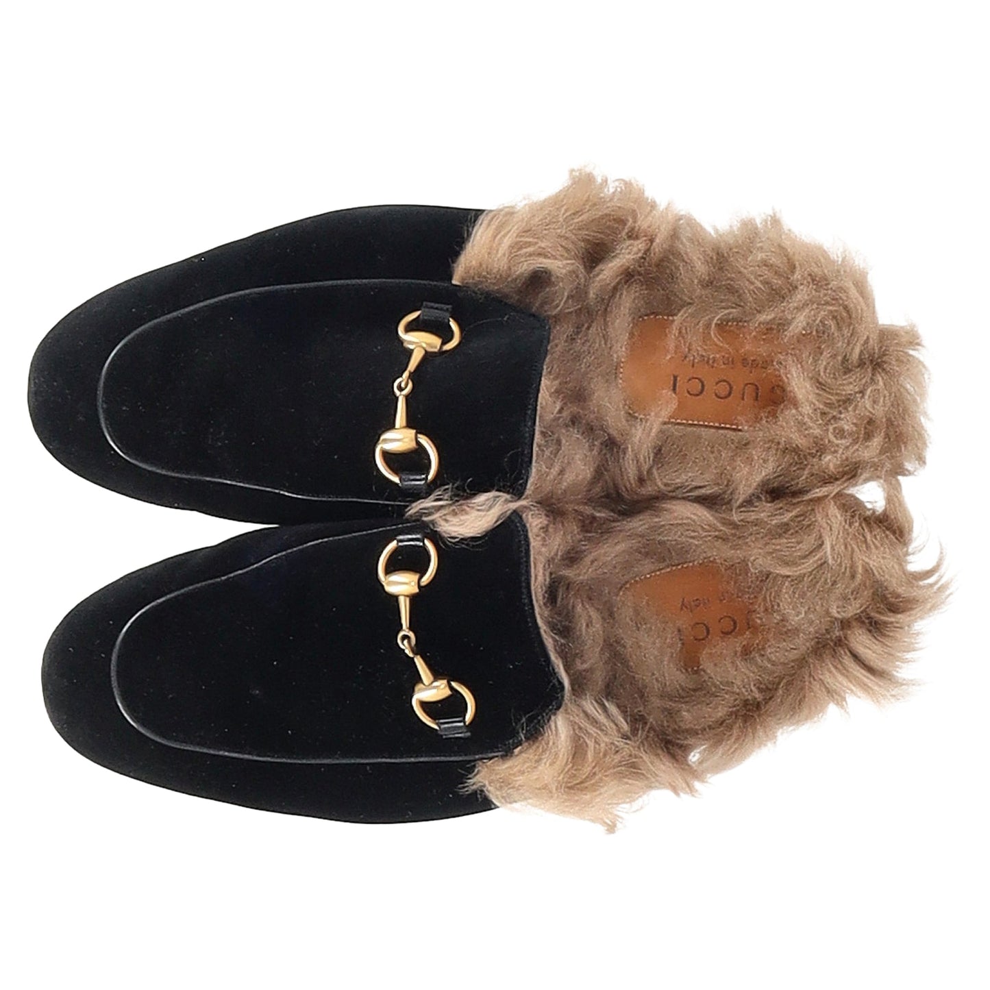 Luxury Gucci Trending 2025 Princetown Horsebit-Detailed Shearling-Lined Slippers In Black Velvet