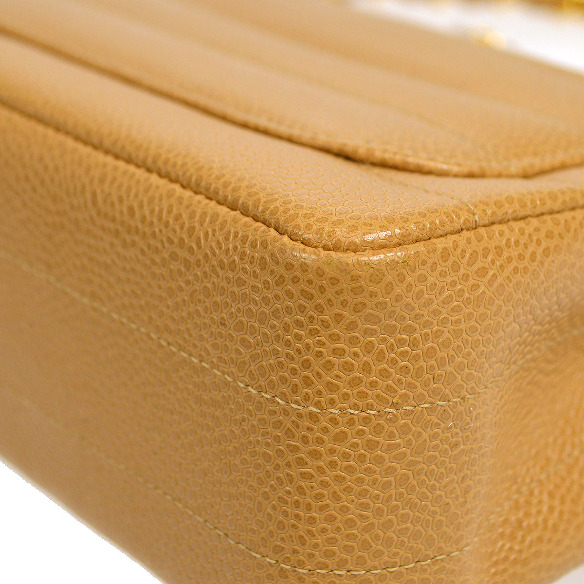 Luxury Chanel 1994-1996 Horizontal Stitch Classic Square Flap Mini 17 Beige Caviar
