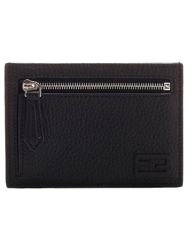 Luxury Fendi FF Baguette Zipper Card Wallet Black