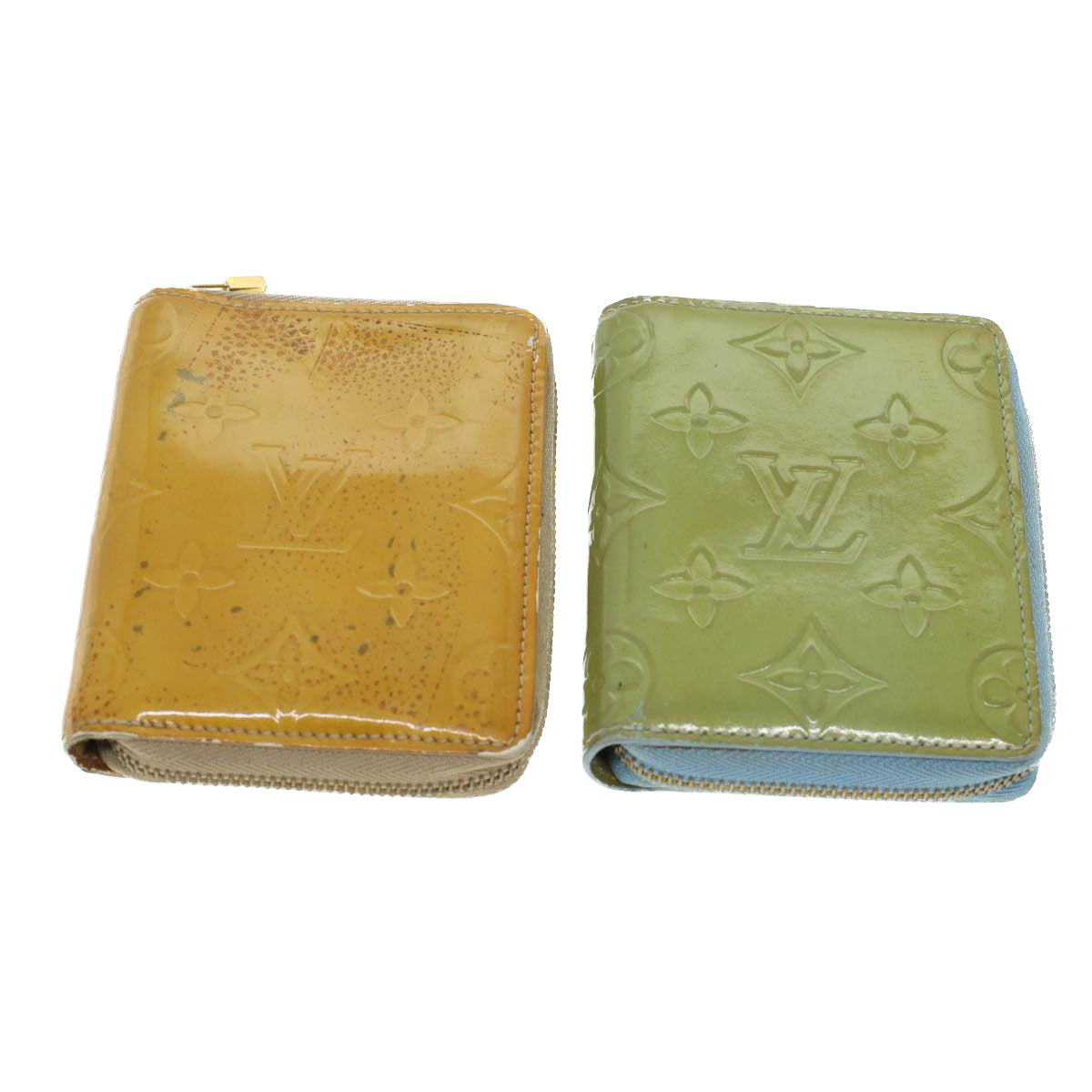 LOUIS VUITTON Monogram Vernis Wallet 2Set Beige Baby Blue LV 45021