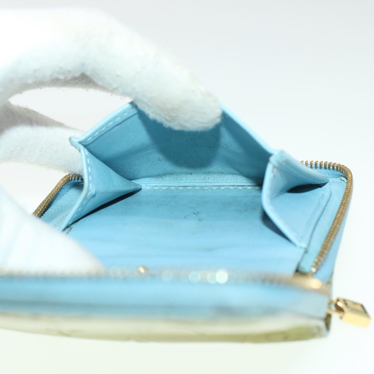 LOUIS VUITTON Monogram Vernis Wallet 2Set Beige Baby Blue LV 45021