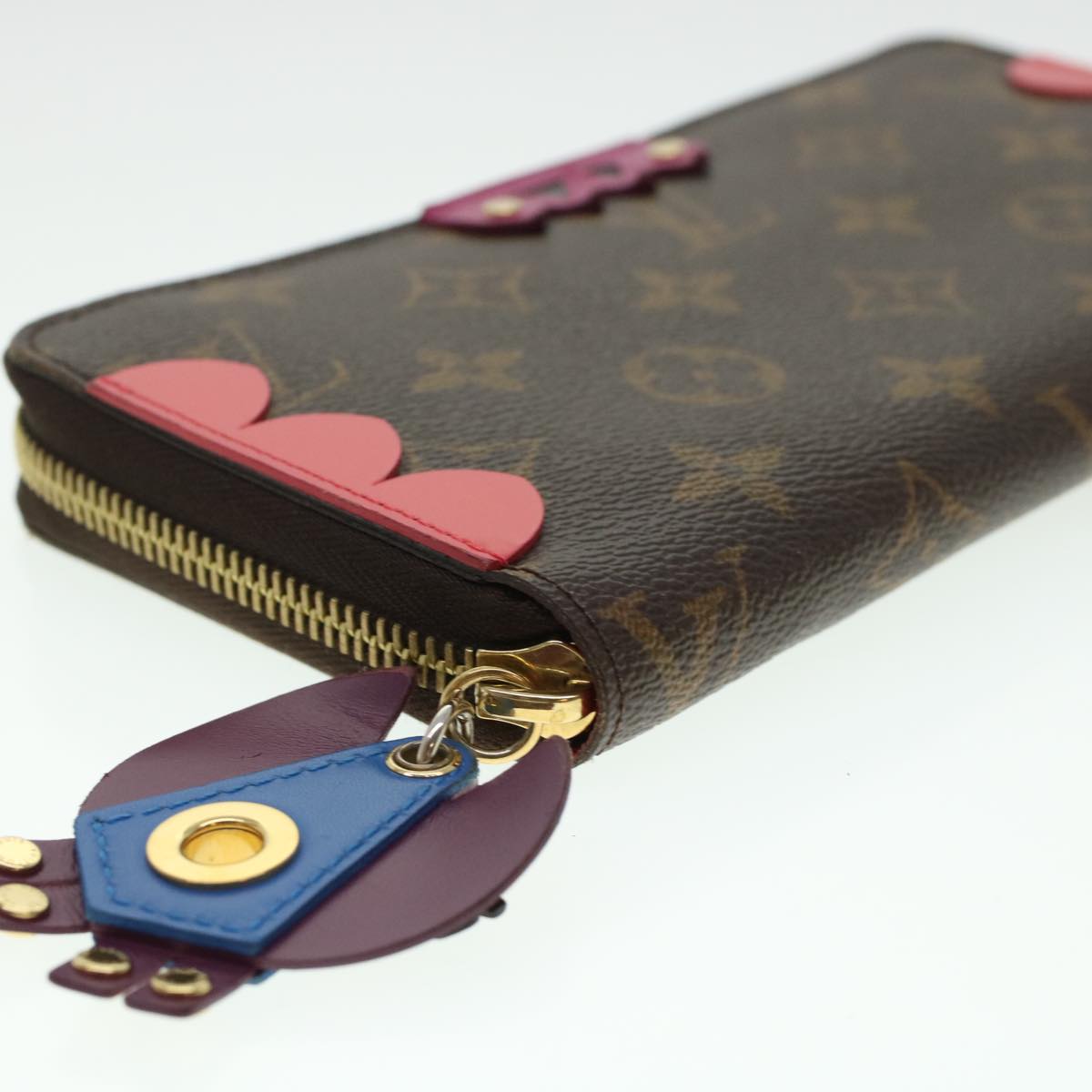 LOUIS VUITTON Monogram Totem Zippy Wallet Purple Red blue M61364 LV 45037