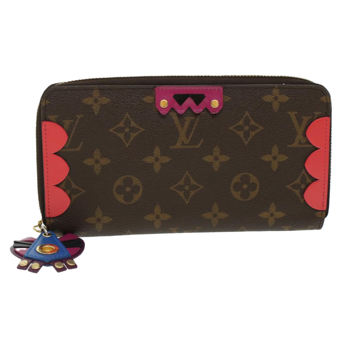 LOUIS VUITTON Monogram Totem Zippy Wallet Purple Red blue M61364 LV 45037