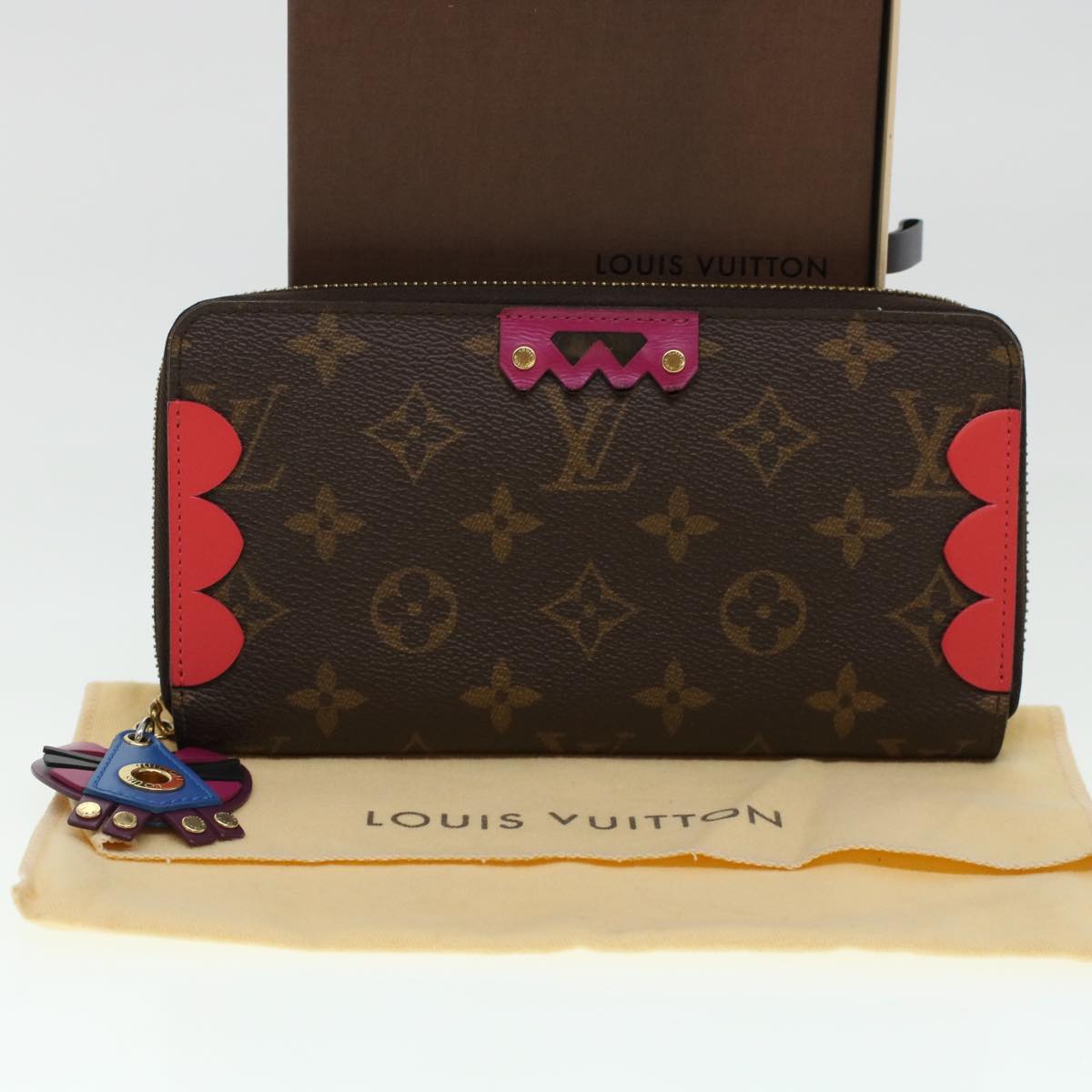 LOUIS VUITTON Monogram Totem Zippy Wallet Purple Red blue M61364 LV 45037