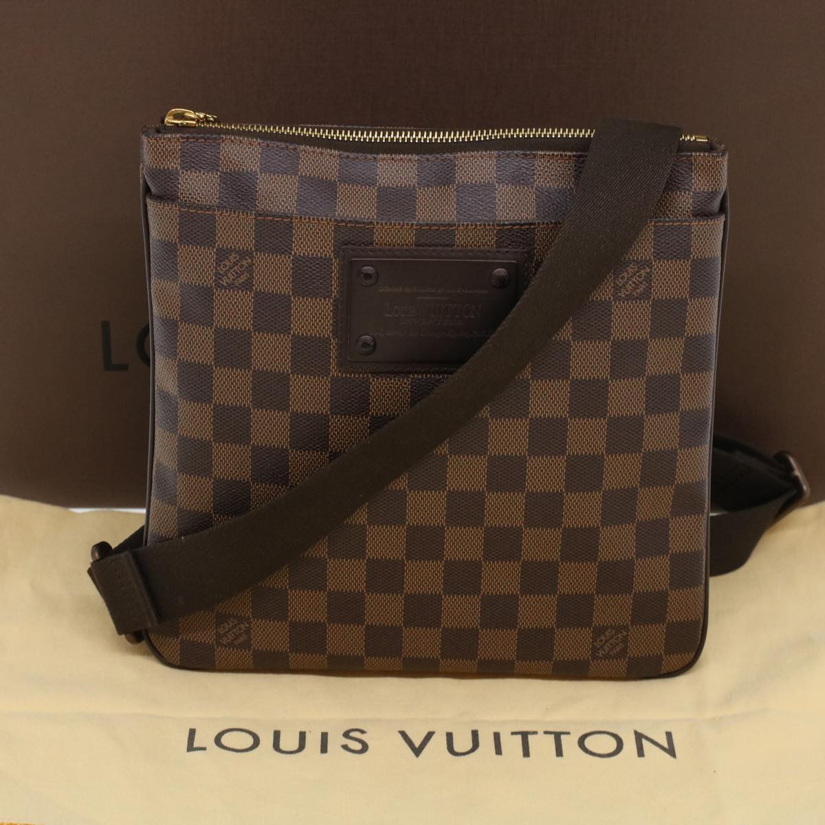 LOUIS VUITTON Damier Ebene Pochette Plat Brooklyn Bag N41100 45052A
