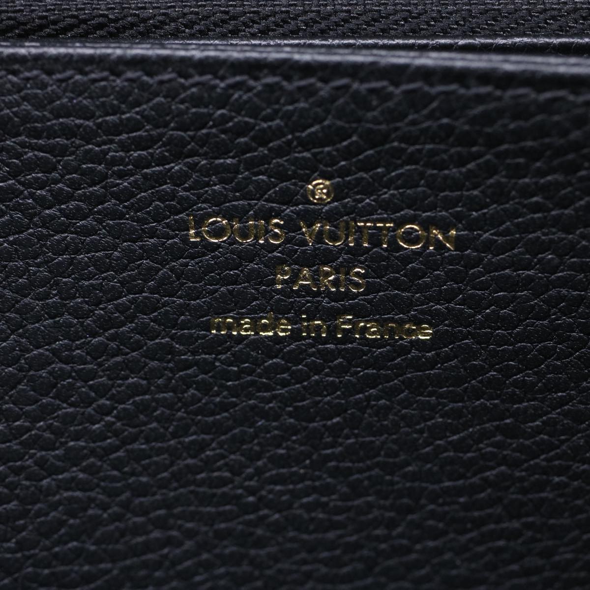 LOUIS VUITTON Monogram Empreinte Zippy Wallet Black Beige M80481 LV 45062