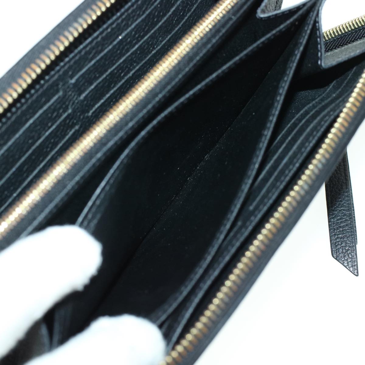 LOUIS VUITTON Monogram Empreinte Zippy Wallet Black Beige M80481 LV 45062