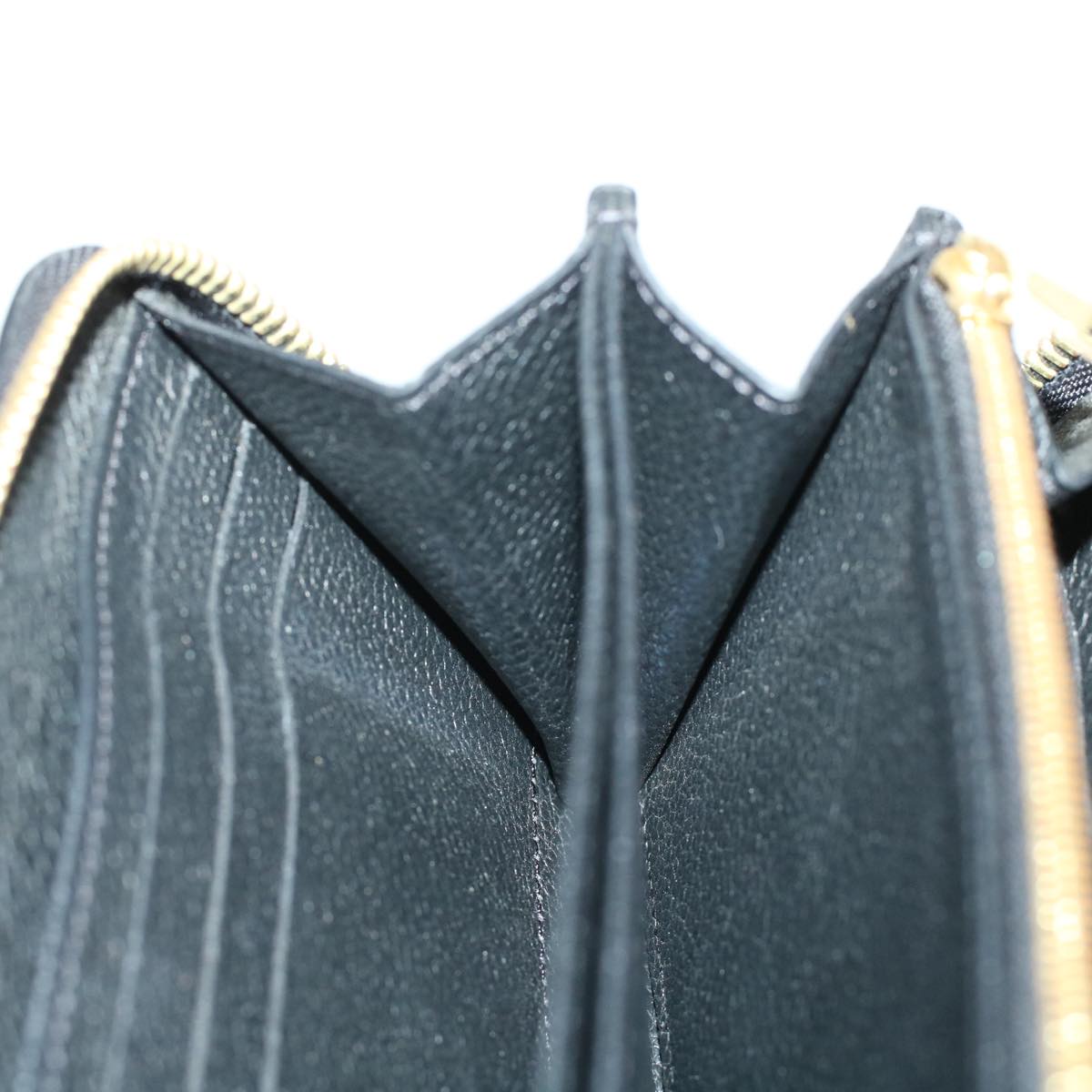 LOUIS VUITTON Monogram Empreinte Zippy Wallet Black Beige M80481 LV 45062