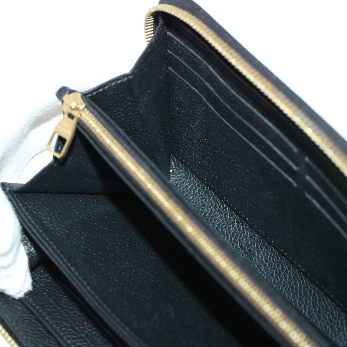 LOUIS VUITTON Monogram Empreinte Zippy Wallet Black Beige M80481 LV 45062