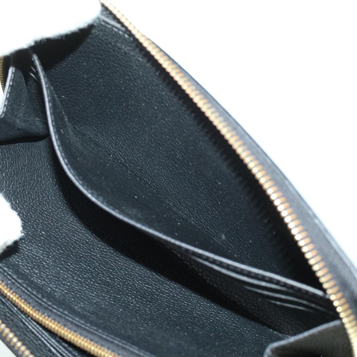 LOUIS VUITTON Monogram Empreinte Zippy Wallet Black Beige M80481 LV 45062