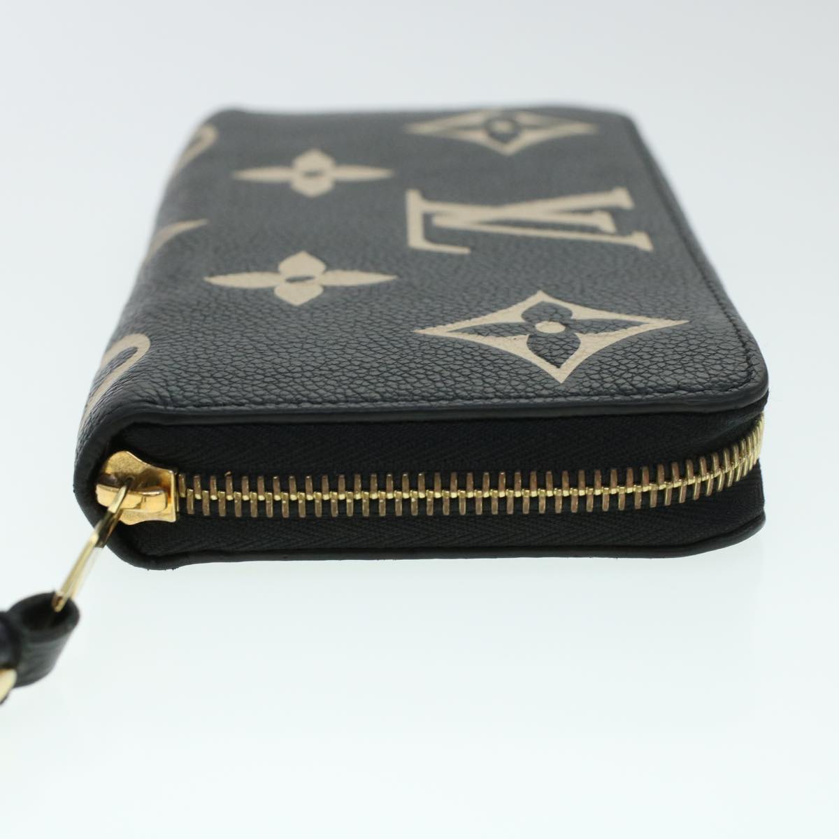 LOUIS VUITTON Monogram Empreinte Zippy Wallet Black Beige M80481 LV 45062