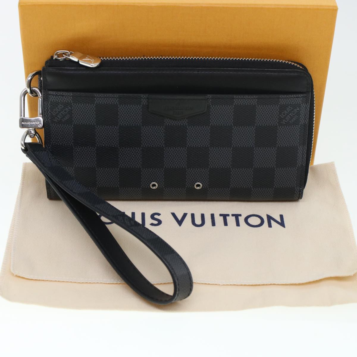 LOUIS VUITTON Damier Graphite Zippy Dragonne Long Wallet N60379 LV 45064A