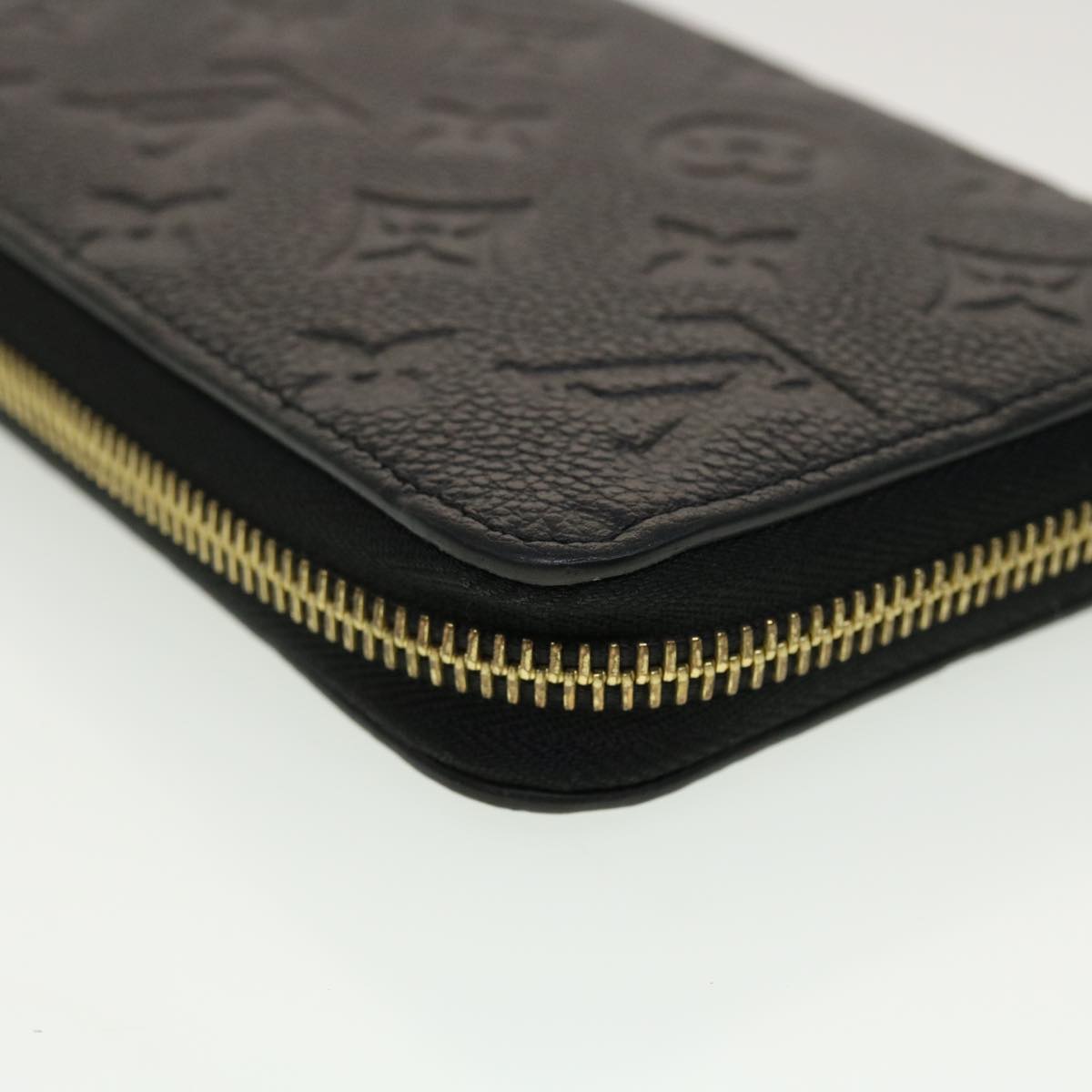 LOUIS VUITTON Monogram Empreinte Zippy Wallet Black M60571 LV 45067