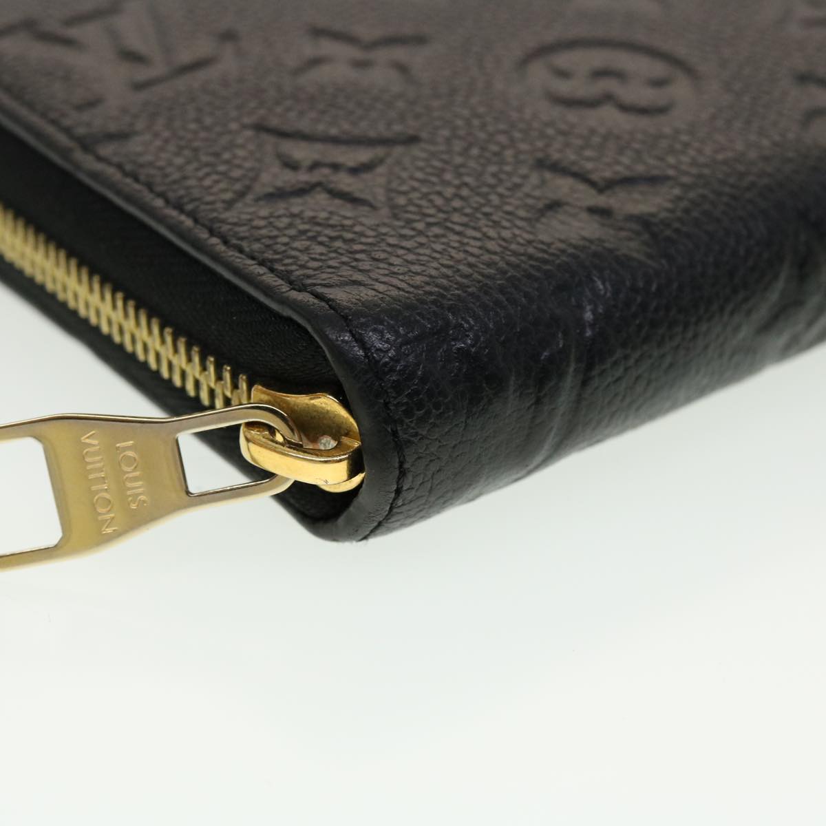 LOUIS VUITTON Monogram Empreinte Zippy Wallet Black M60571 LV 45067