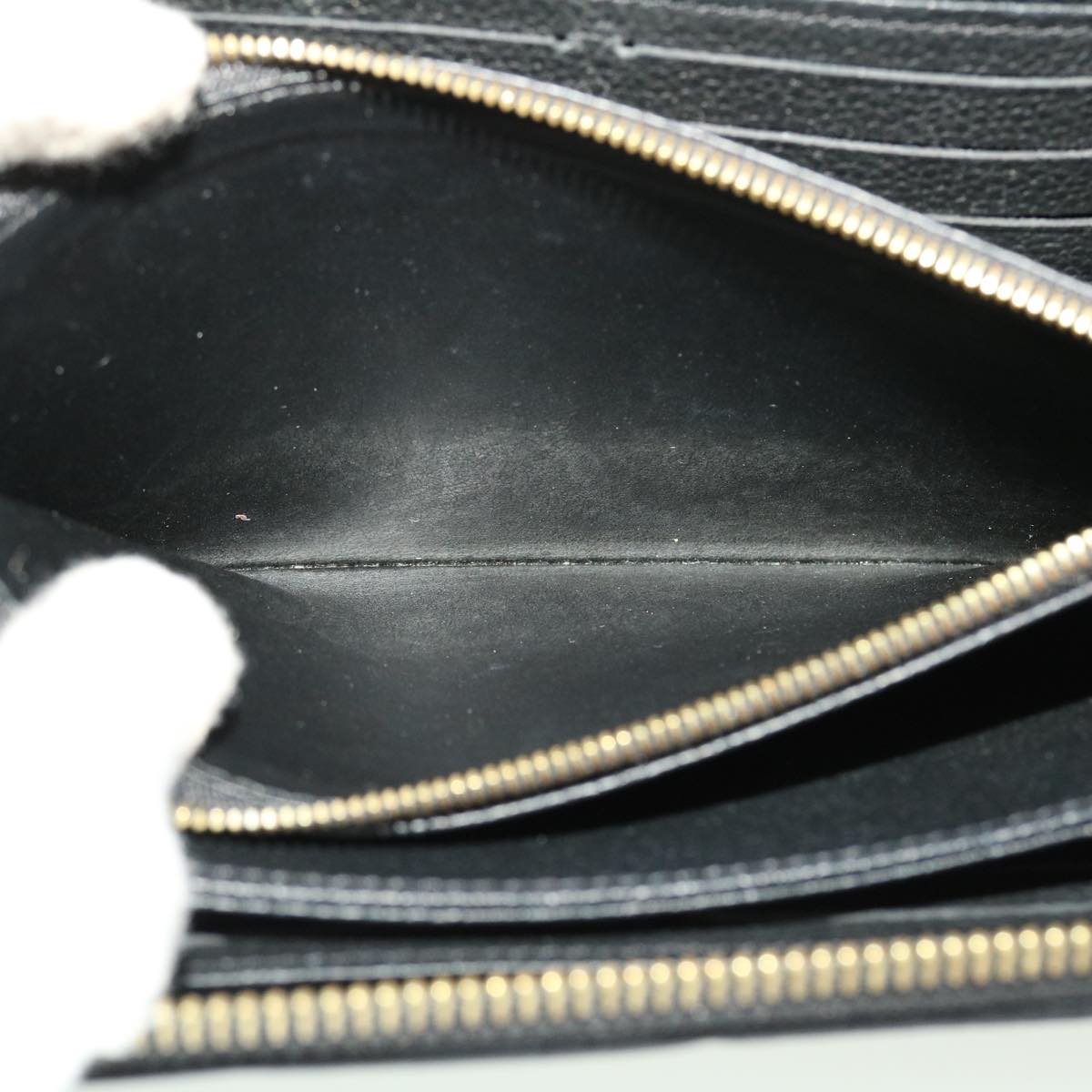 LOUIS VUITTON Monogram Empreinte Zippy Wallet Black M60571 LV 45067