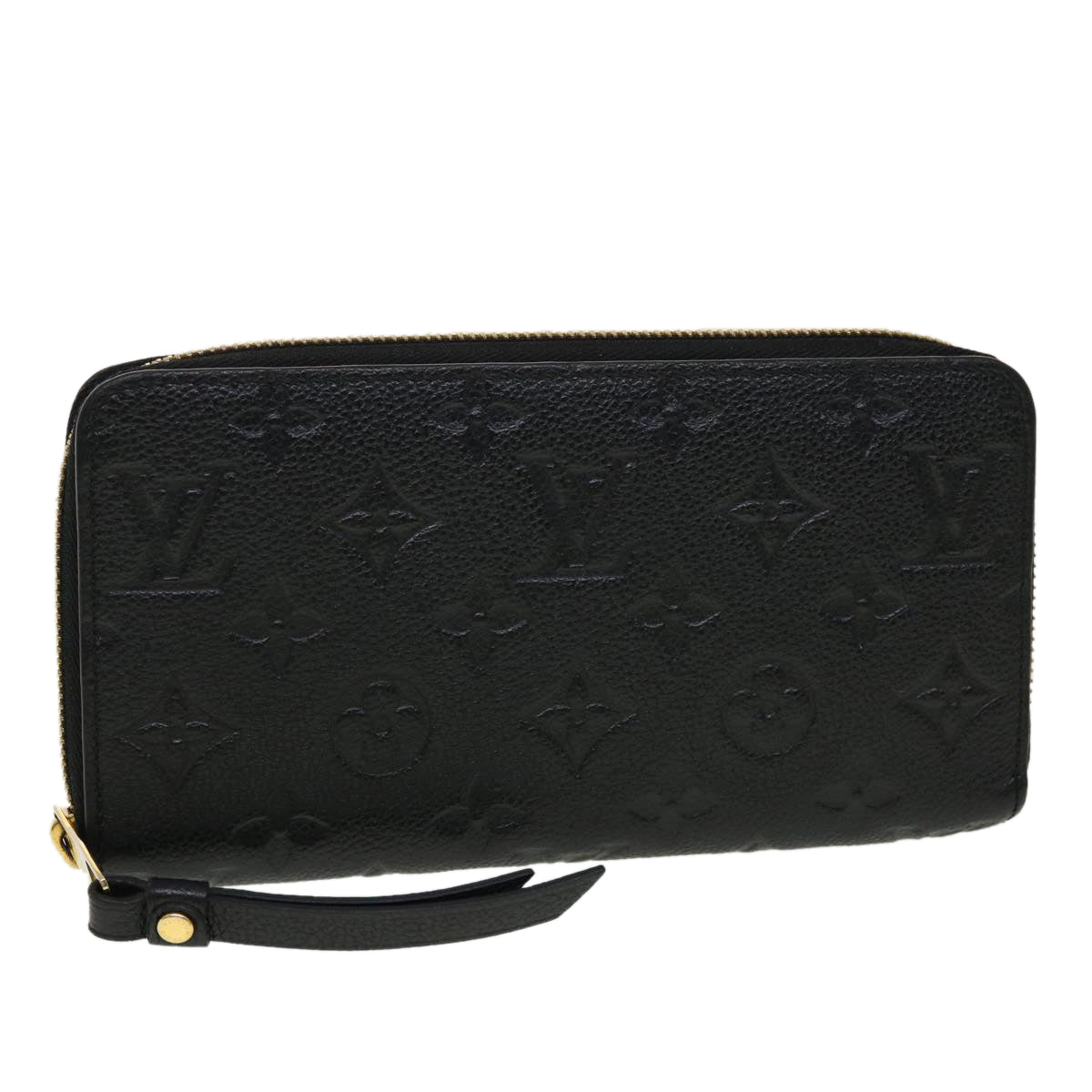 LOUIS VUITTON Monogram Empreinte Zippy Wallet Black M60571 LV 45067