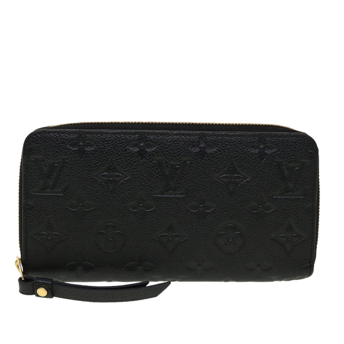 LOUIS VUITTON Monogram Empreinte Zippy Wallet Black M60571 LV 45067