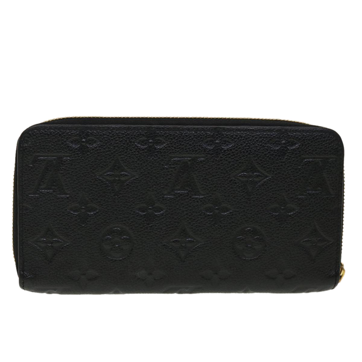 LOUIS VUITTON Monogram Empreinte Zippy Wallet Black M60571 LV 45067