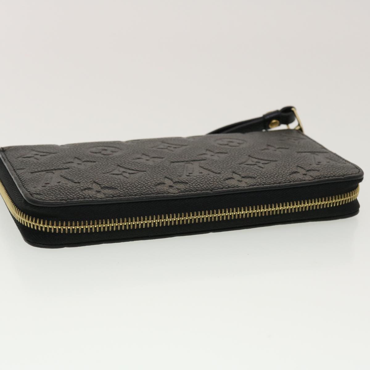 LOUIS VUITTON Monogram Empreinte Zippy Wallet Black M60571 LV 45067