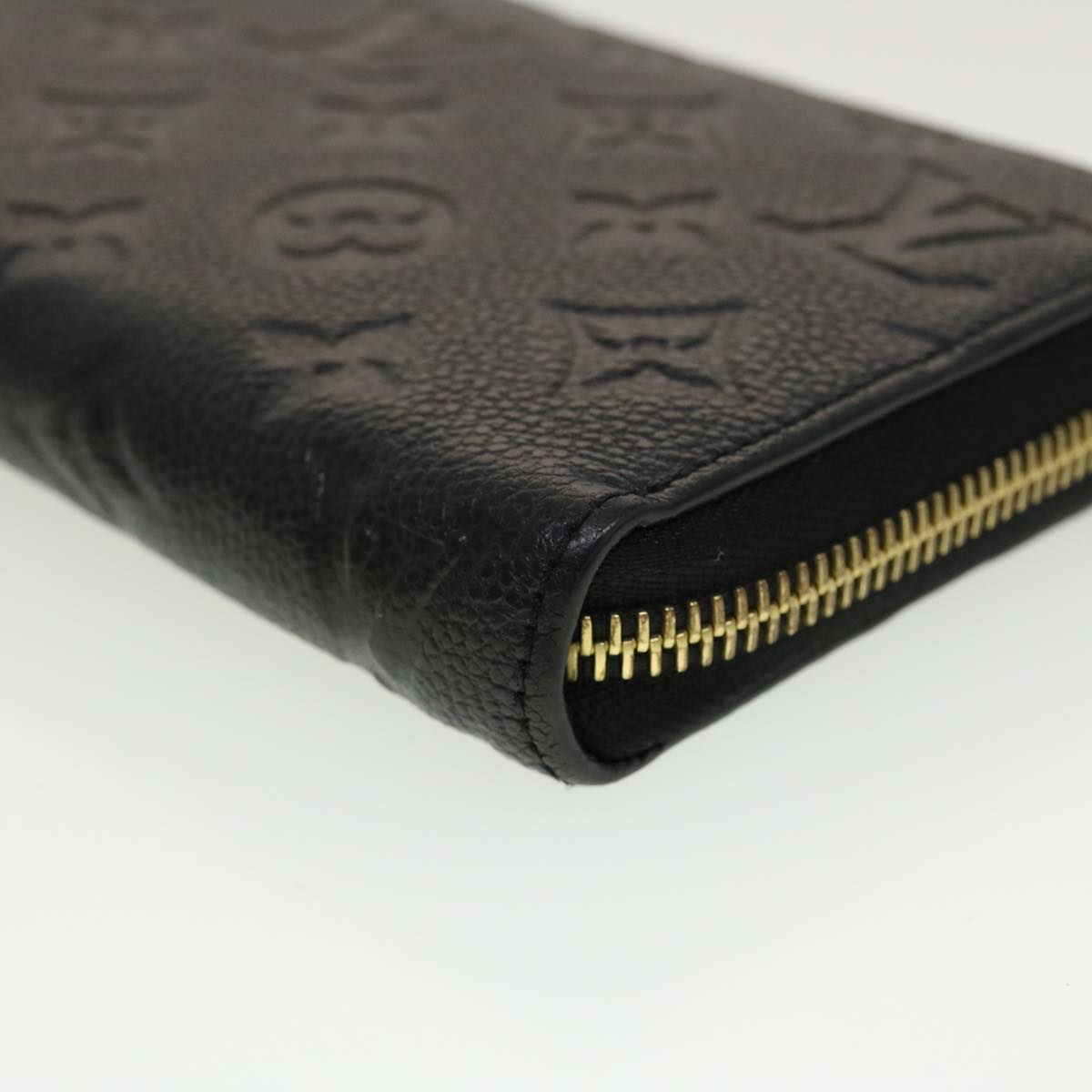 LOUIS VUITTON Monogram Empreinte Zippy Wallet Black M60571 LV 45067