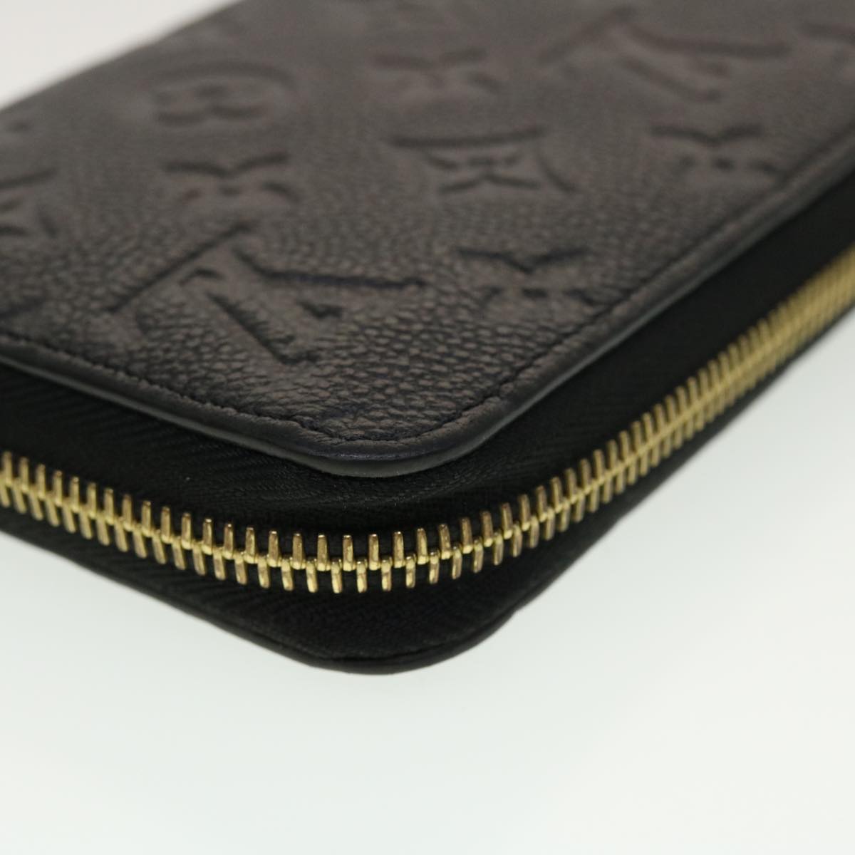 LOUIS VUITTON Monogram Empreinte Zippy Wallet Black M60571 LV 45067