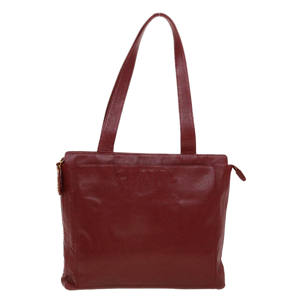 Luxury Chanel Shoulder Bag Caviar Skin Red CC  45089