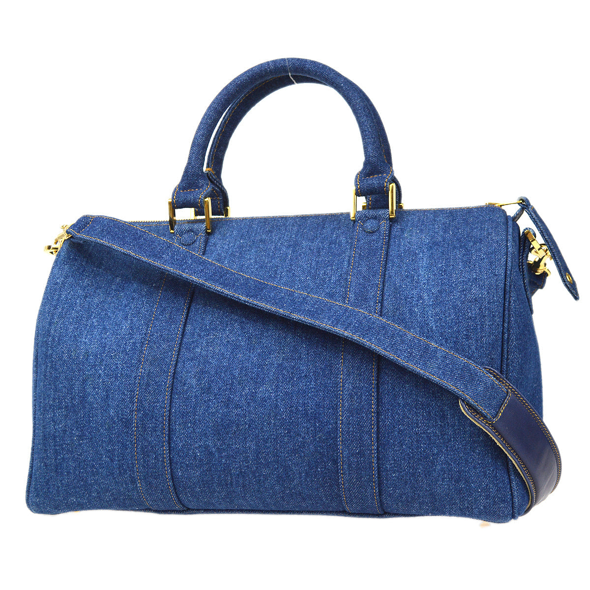 Luxury Chanel * Indigo Denim 2way Shoulder Duffle Travel Handbag