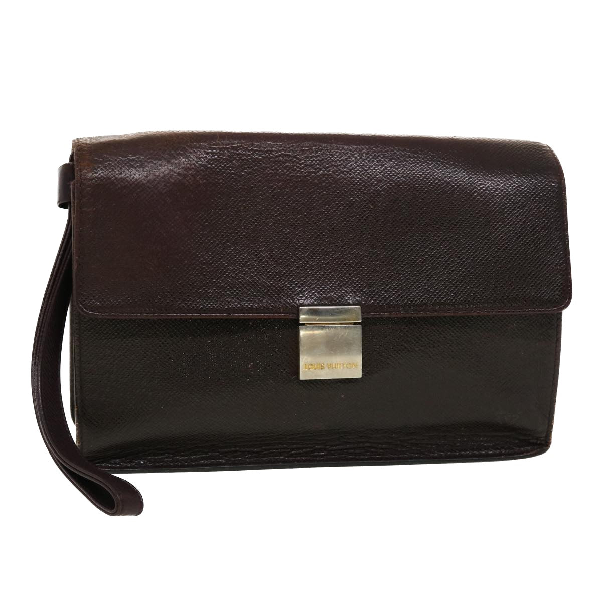 LOUIS VUITTON Taiga Leather Selenga Clutch Bag Acajou M30786 LV 45150