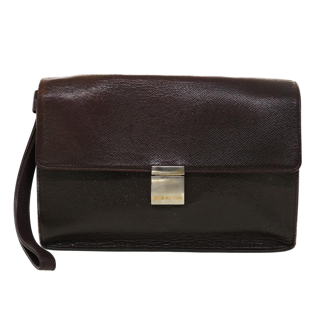 LOUIS VUITTON Taiga Leather Selenga Clutch Bag Acajou M30786 LV 45150
