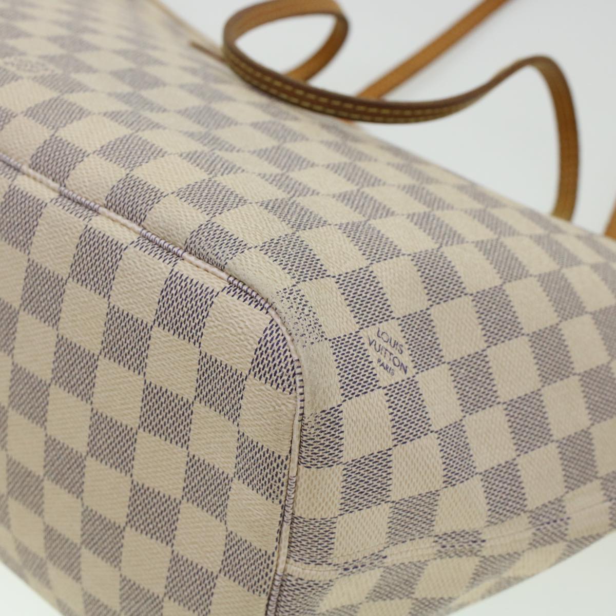 LOUIS VUITTON Damier Azur Neverfull MM Tote Bag N41605 LV 45252
