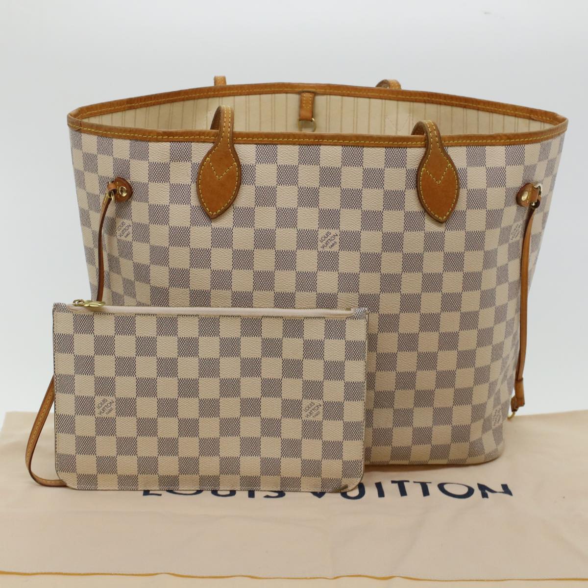 LOUIS VUITTON Damier Azur Neverfull MM Tote Bag N41605 LV 45252
