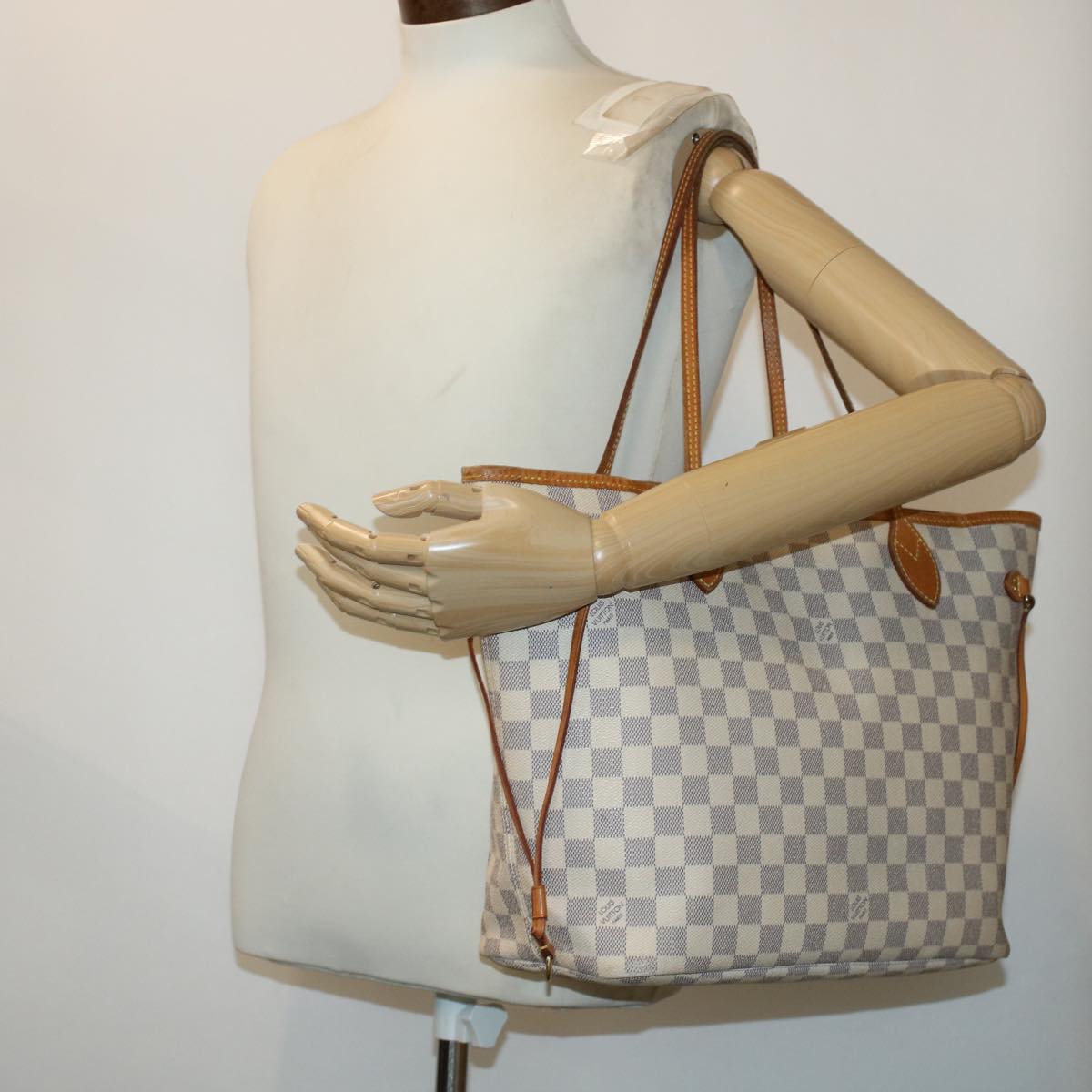 LOUIS VUITTON Damier Azur Neverfull MM Tote Bag N41605 LV 45252