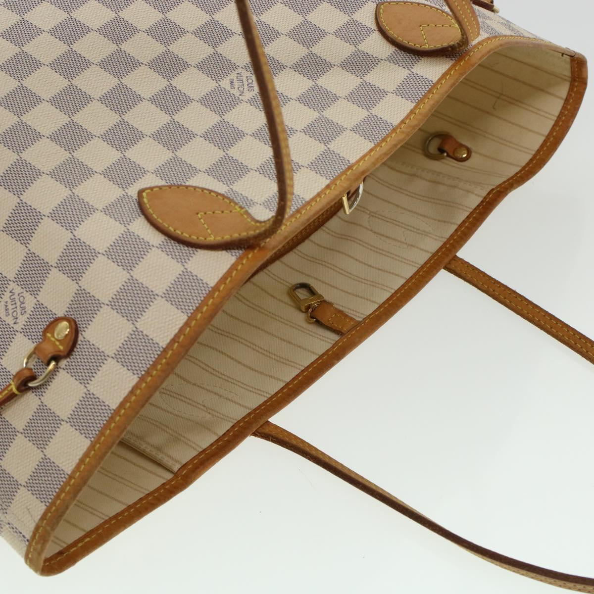 LOUIS VUITTON Damier Azur Neverfull MM Tote Bag N41605 LV 45252