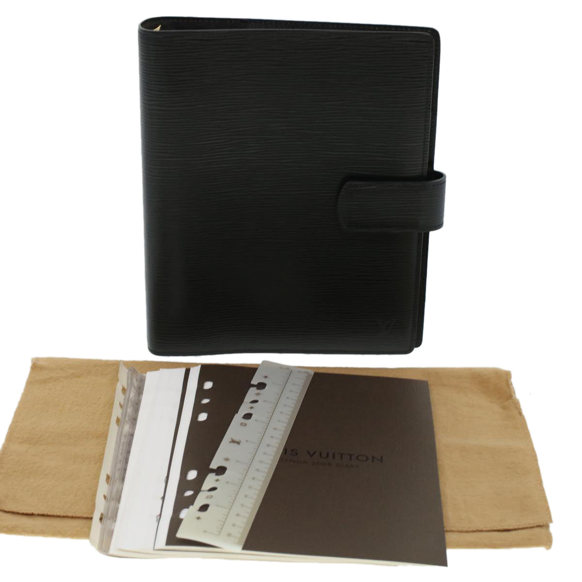 LOUIS VUITTON Epi Agenda GM Day Planner Cover Black R20212 LV 45268