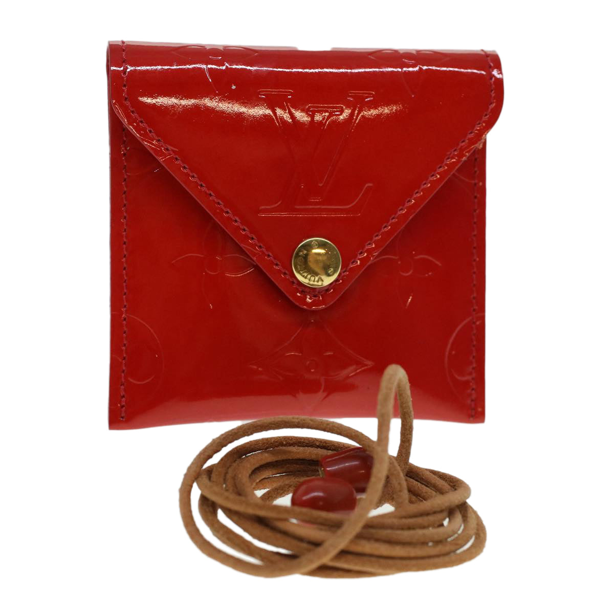 LOUIS VUITTON Vernis Korea Cube Coin Purse Rouge M04100 LV 45274