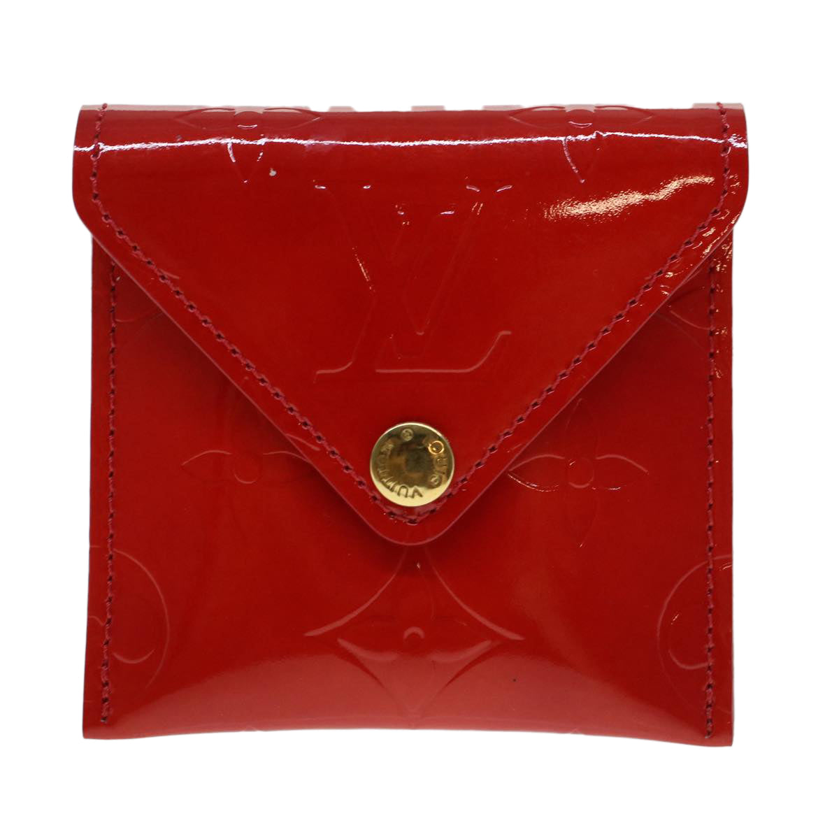 LOUIS VUITTON Vernis Korea Cube Coin Purse Rouge M04100 LV 45274