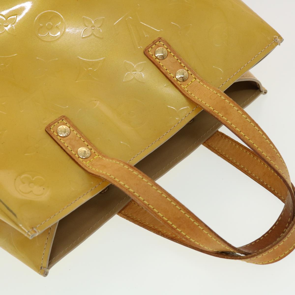 LOUIS VUITTON Monogram Vernis Reade PM Hand Bag Beige M91334 LV 45340