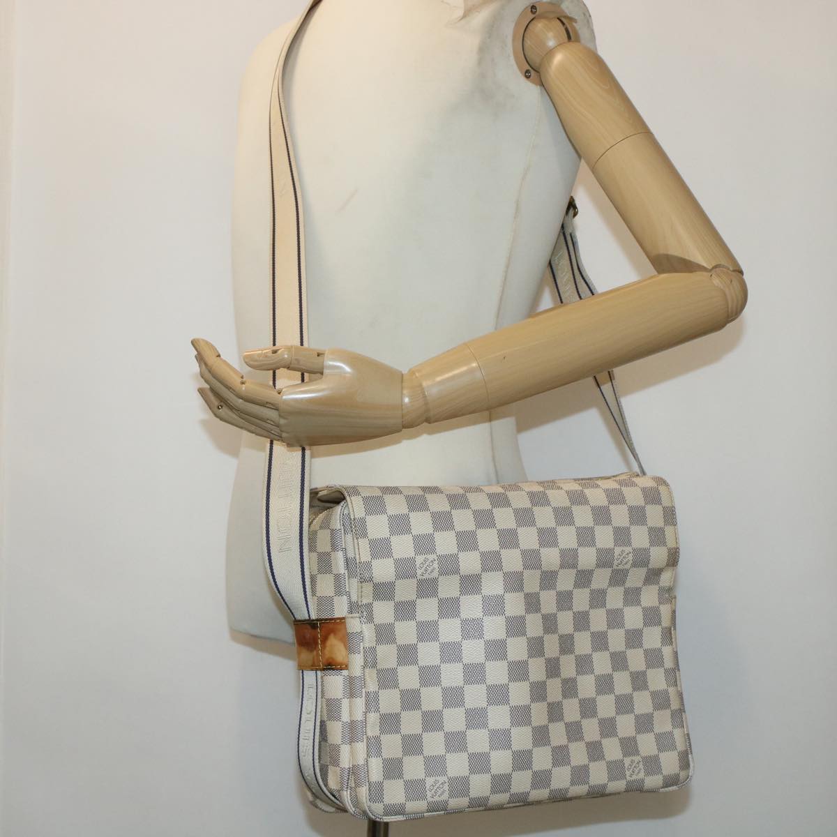 LOUIS VUITTON Damier Azur Naviglio Shoulder Bag N51189 LV 45403