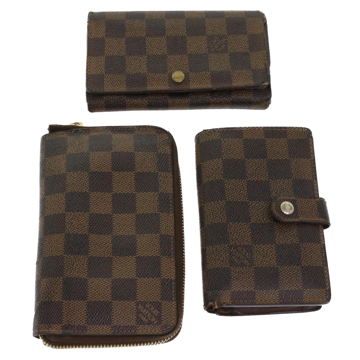LOUIS VUITTON Damier Ebene Wallet 3Set LV 45406