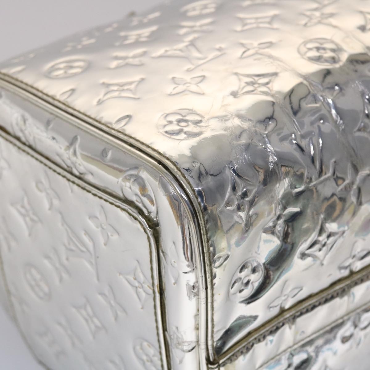 LOUIS VUITTON Monogram Miroir Speedy 35 Hand Bag Silver Argent LV 45426A