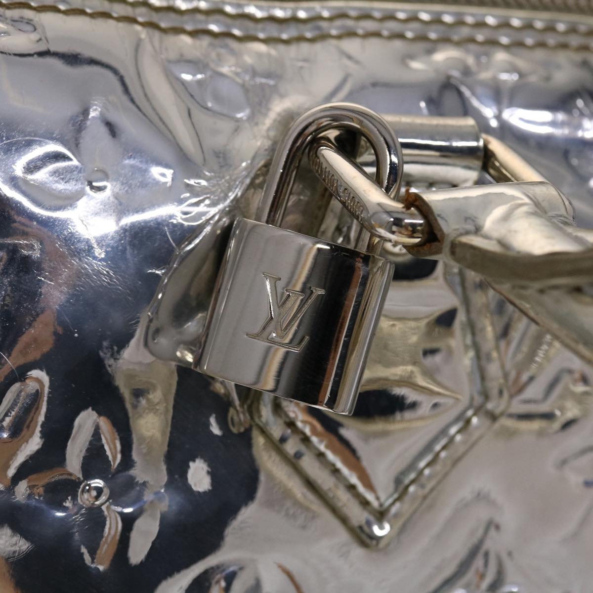 LOUIS VUITTON Monogram Miroir Speedy 35 Hand Bag Silver Argent LV 45426A