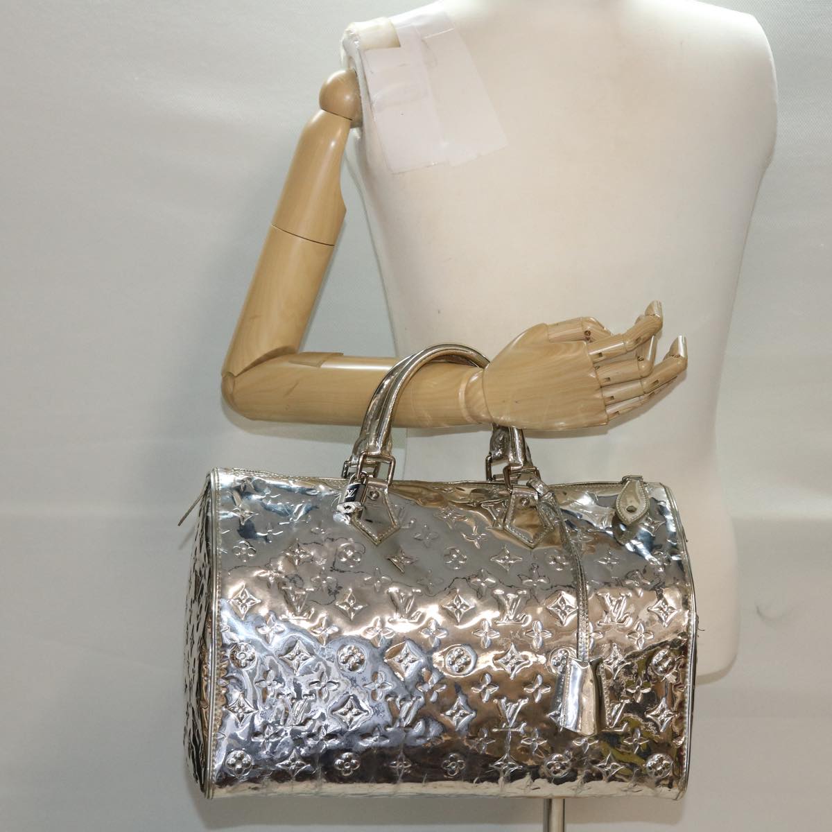 LOUIS VUITTON Monogram Miroir Speedy 35 Hand Bag Silver Argent LV 45426A