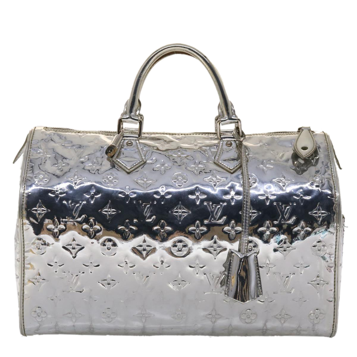 LOUIS VUITTON Monogram Miroir Speedy 35 Hand Bag Silver Argent LV 45426A