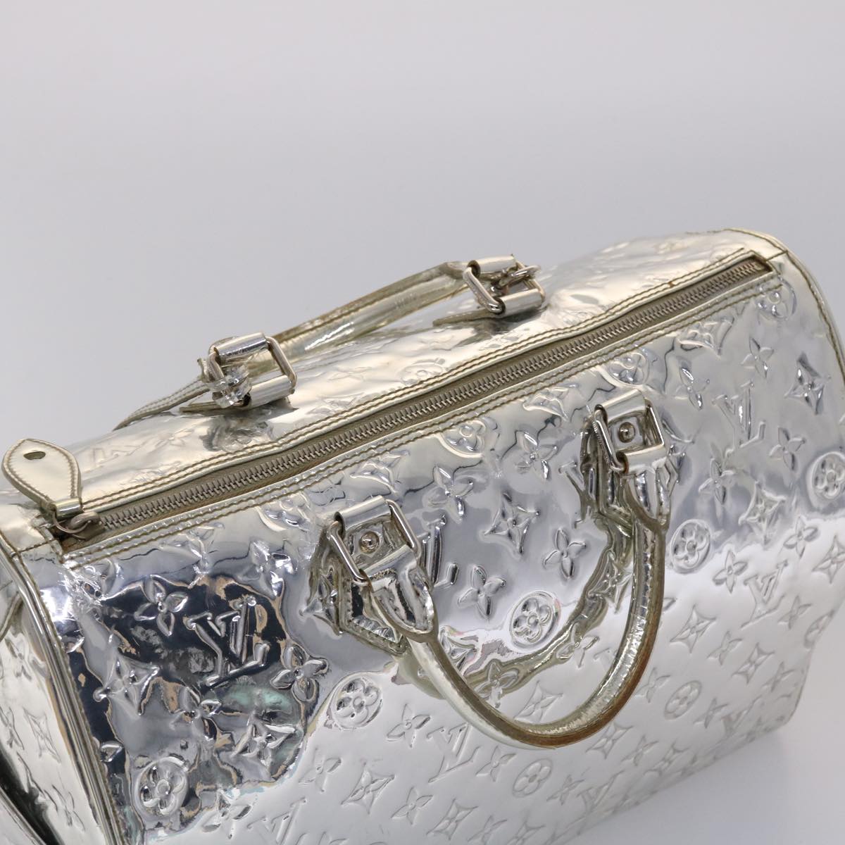 LOUIS VUITTON Monogram Miroir Speedy 35 Hand Bag Silver Argent LV 45426A