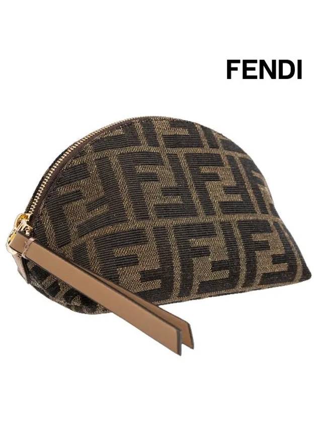 Luxury Fendi Baguette Small  FF Jacquard Fabric Pouch Bag Brown