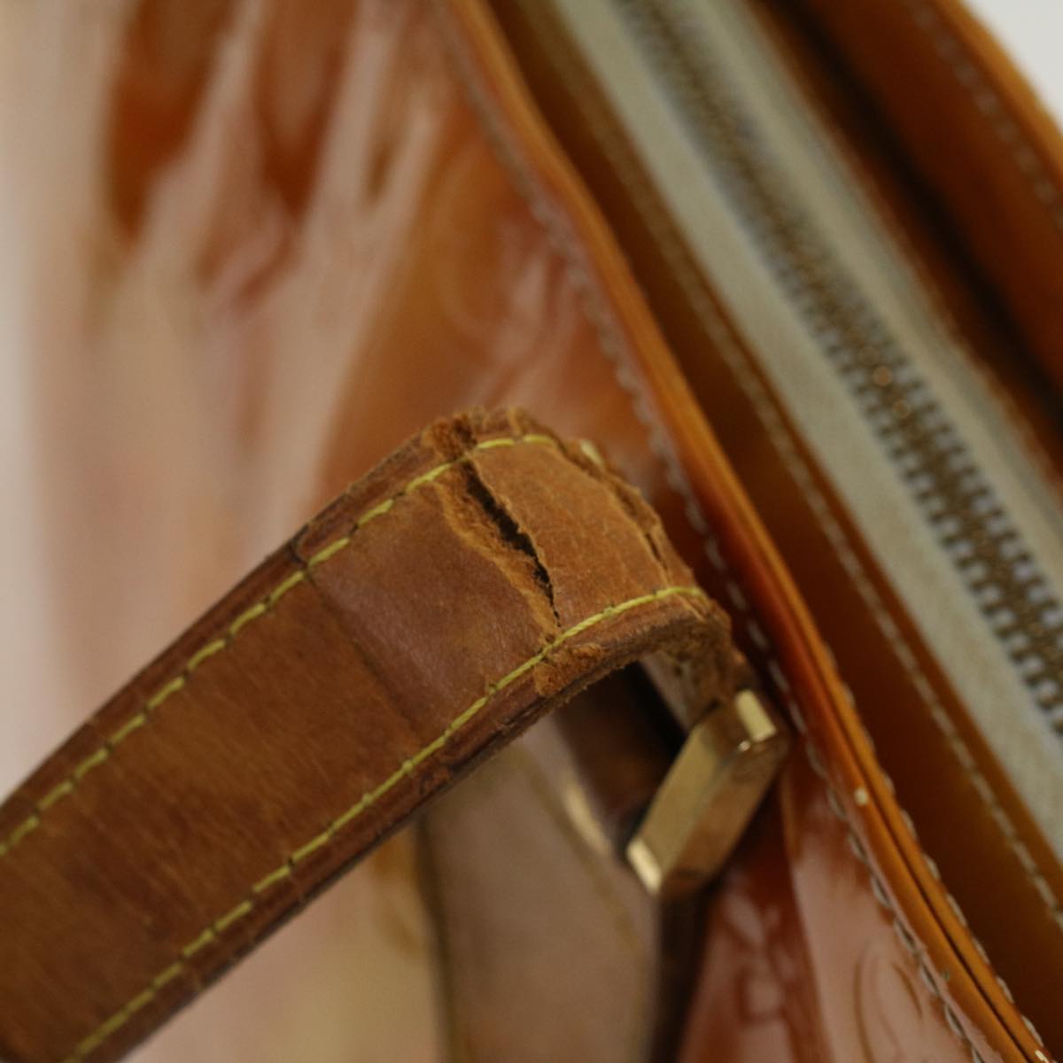 LOUIS VUITTON Monogram Vernis Houston Hand Bag Beige M91004 LV 45431