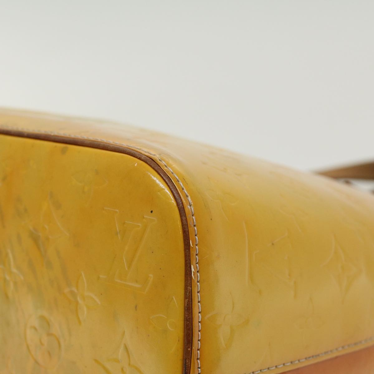 LOUIS VUITTON Monogram Vernis Houston Hand Bag Beige M91004 LV 45431