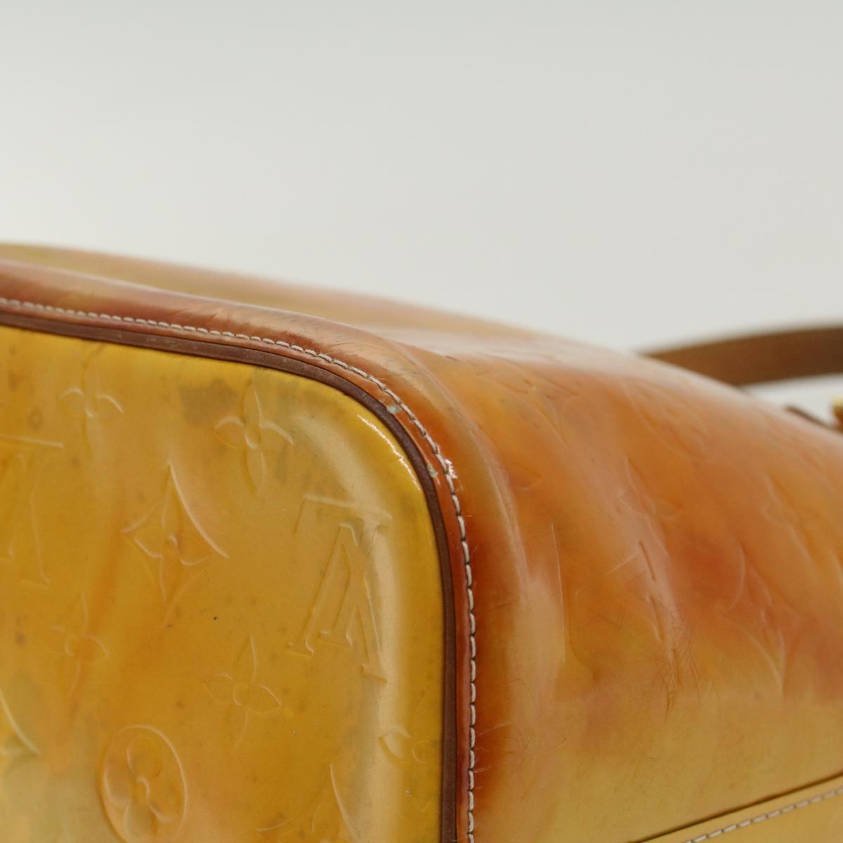 LOUIS VUITTON Monogram Vernis Houston Hand Bag Beige M91004 LV 45431
