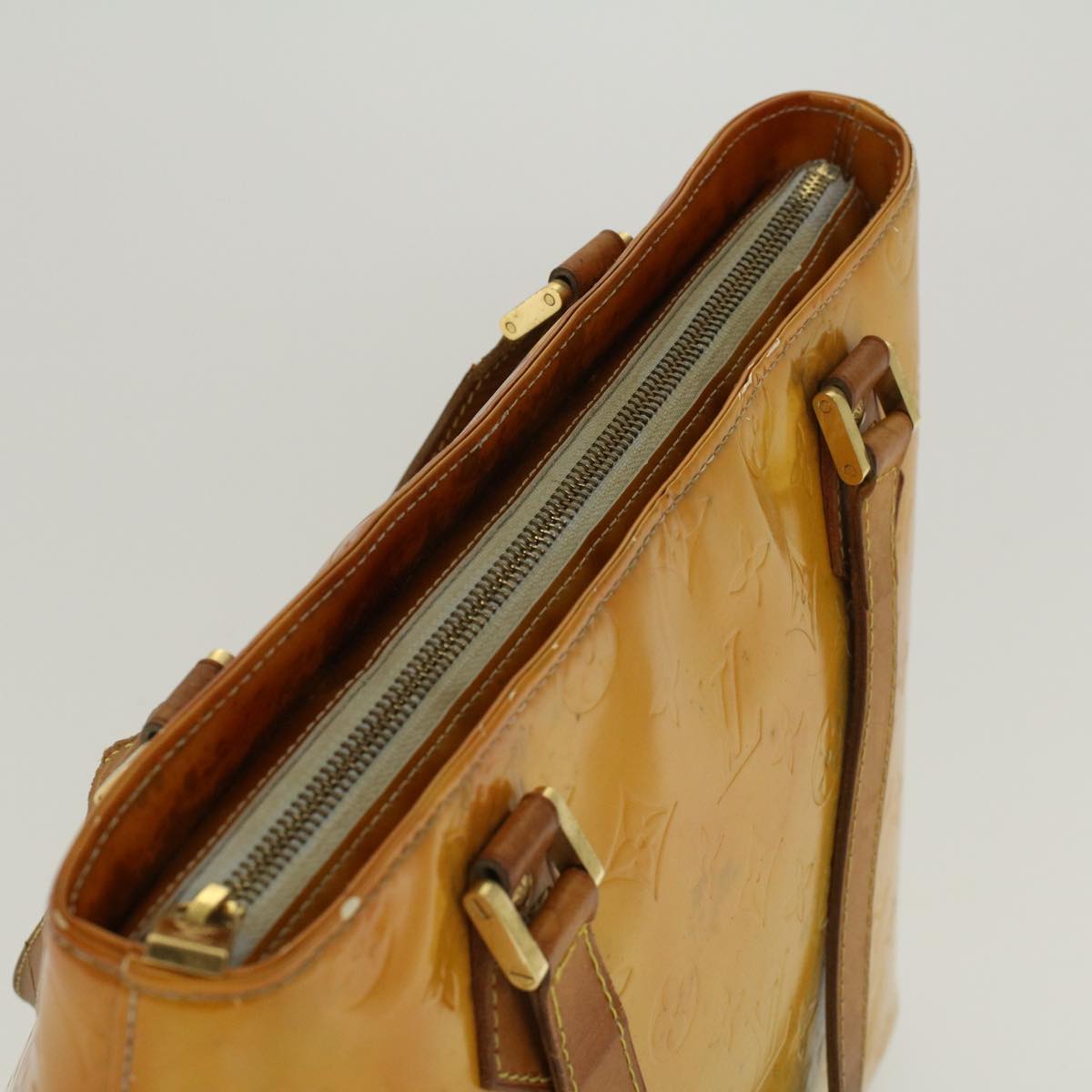 LOUIS VUITTON Monogram Vernis Houston Hand Bag Beige M91004 LV 45431